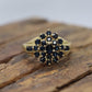 14k Dark Blue Sapphire Cluster ring. Sapphire Halo cluster ring. Size 8 stock(109/25)