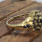 14k Dark Blue Sapphire Cluster ring. Sapphire Halo cluster ring. Size 8 stock(109/25)