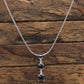 Blue Sapphire and diamond Journey pendant. 14k White Gold Princess Sapphires and Snake Chain Necklace. st(97/75)