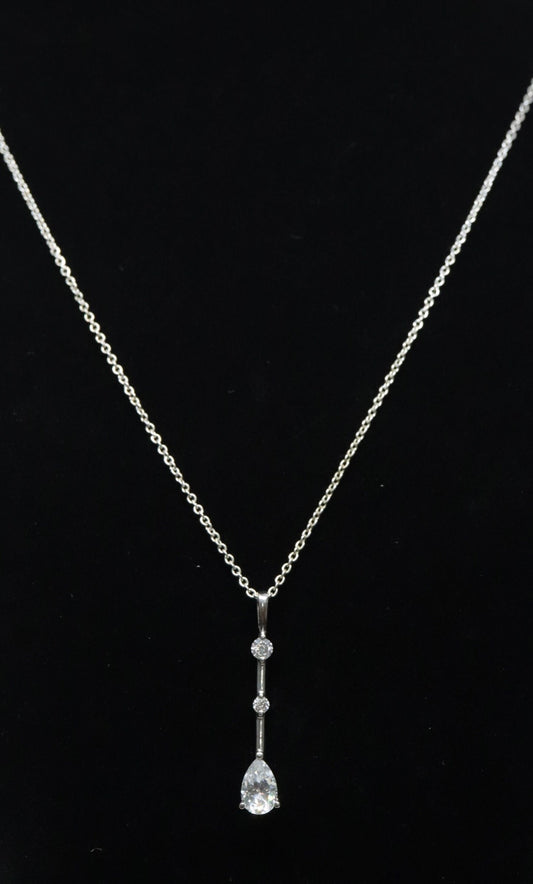 14k CZ Drop Journey pendant and 14k cable necklace