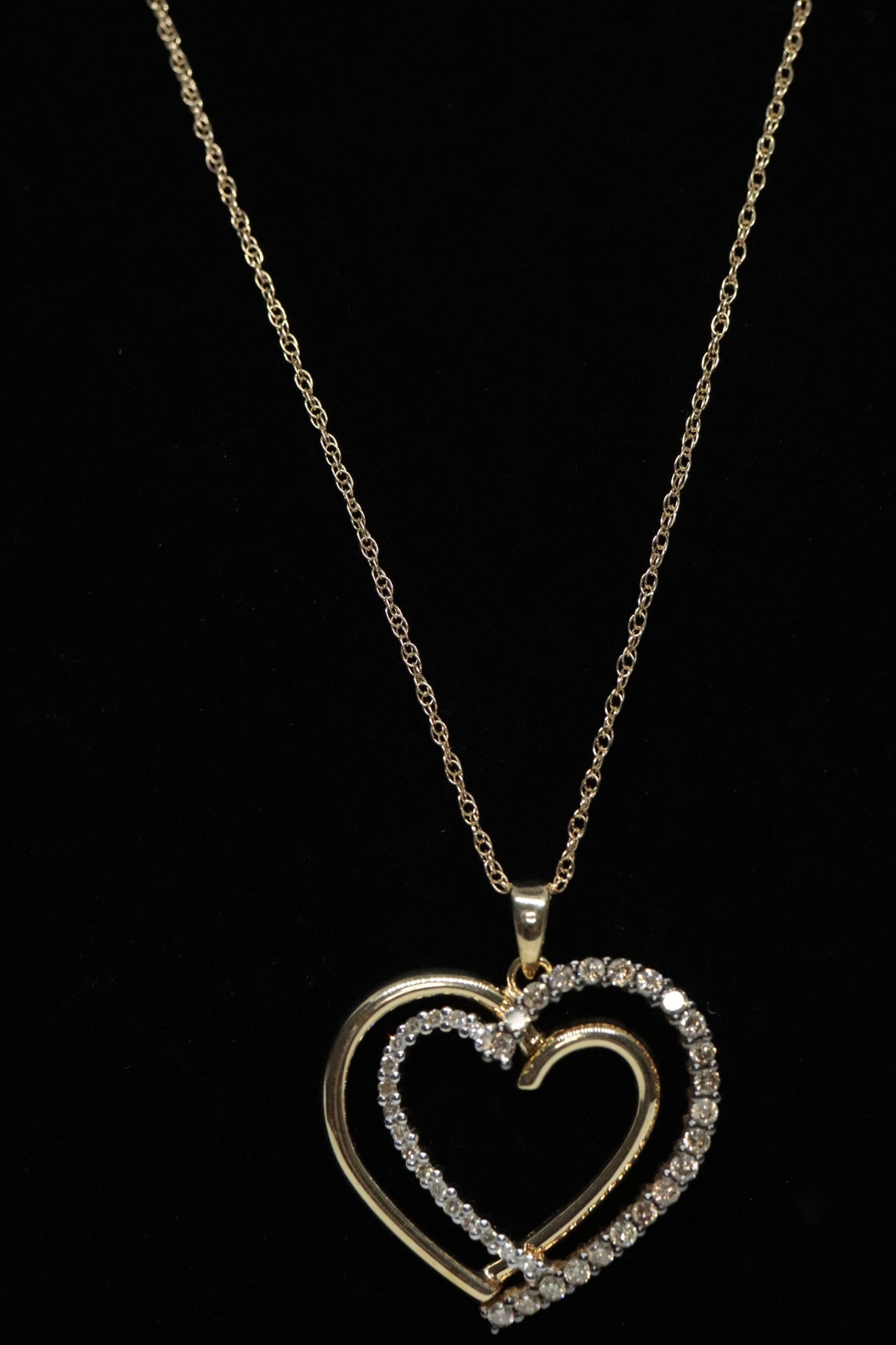 Heart Diamond pendant. 14k Open double heart 0.80ctw Pave Pendant Necklace.  st(103/50)