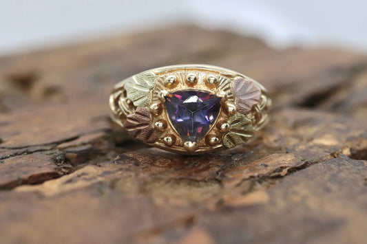 Black Hills Gold Ring. 10k Multi-Tone Mystic Topaz Trillion Black Hills Gold Statement Ring. st120/75