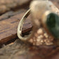 10k Open Flowers Shield and Green Moss Agate ring. Skinny Dainty 10k PSCo Stamped ring. st97/75