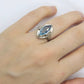Swiss Blue Topaz Ring. 14k White Gold Filigree Design.  Art Deco 1920 Era. Statement band. st(173/65)