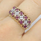 14k Ruby and Diamond Wide Cluster Filigree ring. 14k Yellow Gold and diamond ruby statement band st115/00