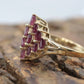 Ruby Cluster 10k Gold Ring. Dome Marquise Shape. st 97/75