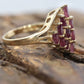 Ruby Cluster 10k Gold Ring. Dome Marquise Shape. st 97/75