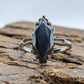 Marquise Hematite ring. 10k white gold Hematite ring. Navette Hematite ring. St(89/70)