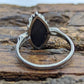 Marquise Hematite ring. 10k white gold Hematite ring. Navette Hematite ring. St(89/70)