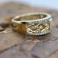 14k Diamond Dome band. Diamond Filigree Intricate Detail Open scroll ring. Baguette and Round diamonds. st(126/50)