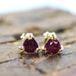 14k Tourmaline Stud Earrings. Rubellite Pink Tourmaline Trillion Cut Stud Prong earrings. st(30/66)