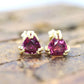 14k Tourmaline Stud Earrings. Rubellite Pink Tourmaline Trillion Cut Stud Prong earrings. st(30/66)