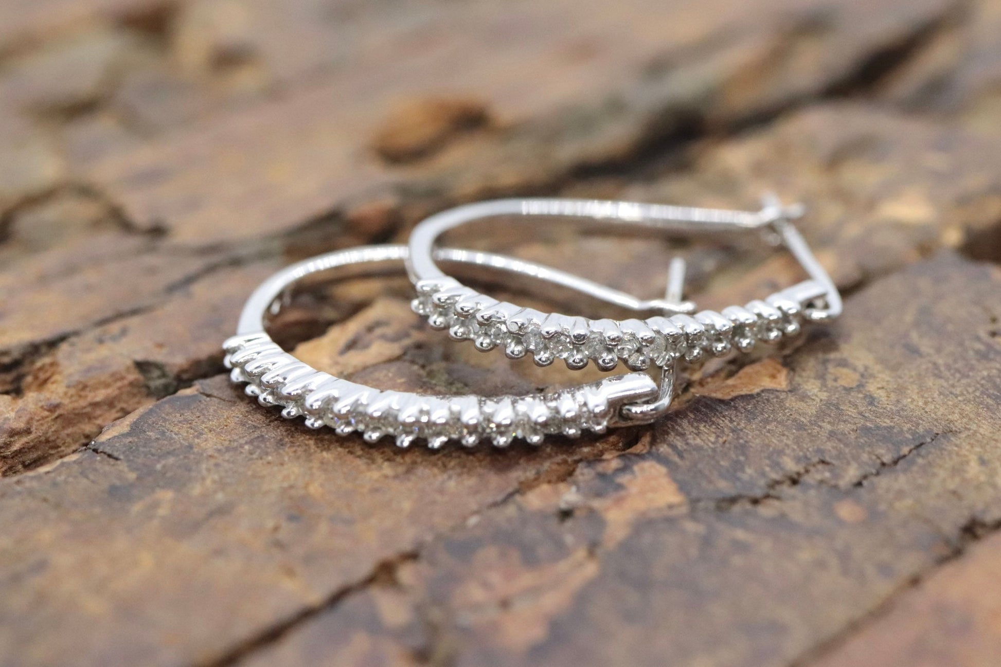 10k Diamond Hoop Earrings. Diamond prong set diamond HOOP Earrings. Est 0.36ctw of diamonds st(115/11)