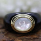 14k Carved Onyx and MOP Ring. Solid Onyx shank with Mother of Pearl. st(13/41)
