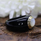 14k Carved Onyx and MOP Ring. Solid Onyx shank with Mother of Pearl. st(13/41)