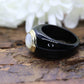14k Carved Onyx and MOP Ring. Solid Onyx shank with Mother of Pearl. st(13/41)