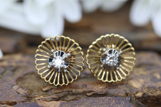 18k JABEL Diamond Stud earrings. Vintage Ornate Filigree design. st138/11