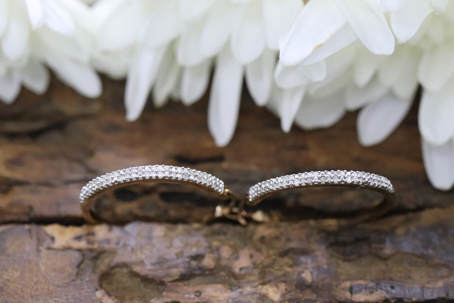 14k Diamond Hoop Earrings. Diamond Pave set diamond HOOP Earrings. st(115/11)