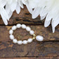 Pearl Stretchable Flexible Ring. Freshwater Pearl stretch band. 14k Pearl ring. st(13/41)