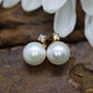14k Pearl and Diamond stud earrings. Elegant and Dainty Pearl diamond studs. st(28/75)