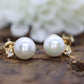 14k Pearl and Diamond stud earrings. Elegant and Dainty Pearl diamond studs. st(28/75)