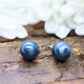 14k Gold Blue Bead stud earrings. Disco BALL stud earrings. st(28/75)
