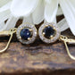 14k Sapphire and Diamond Halo Dangle Earrings. Sapphire Diamond Halo Earrings. st(51/75)