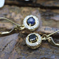 14k Sapphire and Diamond Halo Dangle Earrings. Sapphire Diamond Halo Earrings. st(51/75)