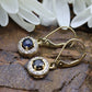 14k Sapphire and Diamond Halo Dangle Earrings. Sapphire Diamond Halo Earrings. st(51/75)