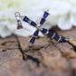 14k Sapphire and Diamond Cross Pendant. Crucifix Christian set baguette sapphires. st(115/11)