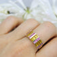 Pink & Yellow SAPPHIRE band. 14k Samuel Aaron Channel set round baguette sapphires. st(172/50)