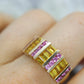 Pink & Yellow SAPPHIRE band. 14k Samuel Aaron Channel set round baguette sapphires. st(172/50)