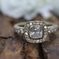 14k Bezel set Solitaire Ring.  Yellow Gold and CZ wide Halo ring st(115/11)