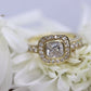 14k Bezel set Solitaire Ring.  Yellow Gold and CZ wide Halo ring st(115/11)
