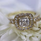 14k Bezel set Solitaire Ring.  Yellow Gold and CZ wide Halo ring st(115/11)