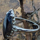 Marquise Hematite ring. 10k white gold Hematite ring. Navette Hematite ring. St(89/70)