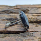 Marquise Hematite ring. 10k white gold Hematite ring. Navette Hematite ring. St(89/70)