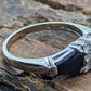 10k Onyx and White topaz Band. 10k Double Onyx and topaz ring. st(93/15)