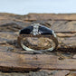 10k Onyx and White topaz Band. 10k Double Onyx and topaz ring. st(93/15)