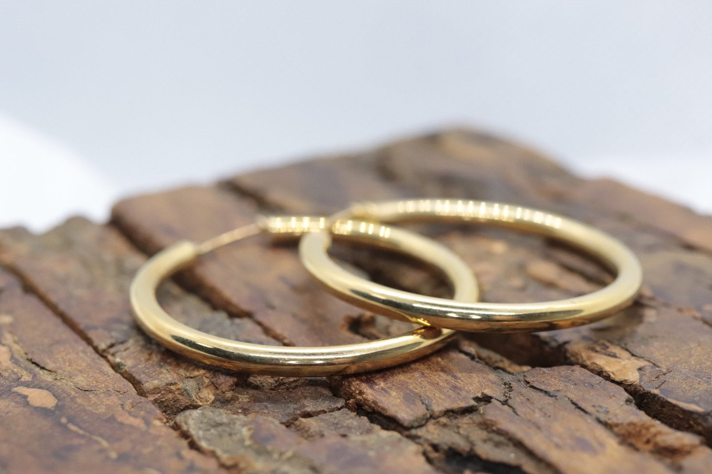 14k Gold Puffed Hollow HOOP Earrings. Large HOOP earrings by JCM Jacmel. Wide Hoops. st54/63