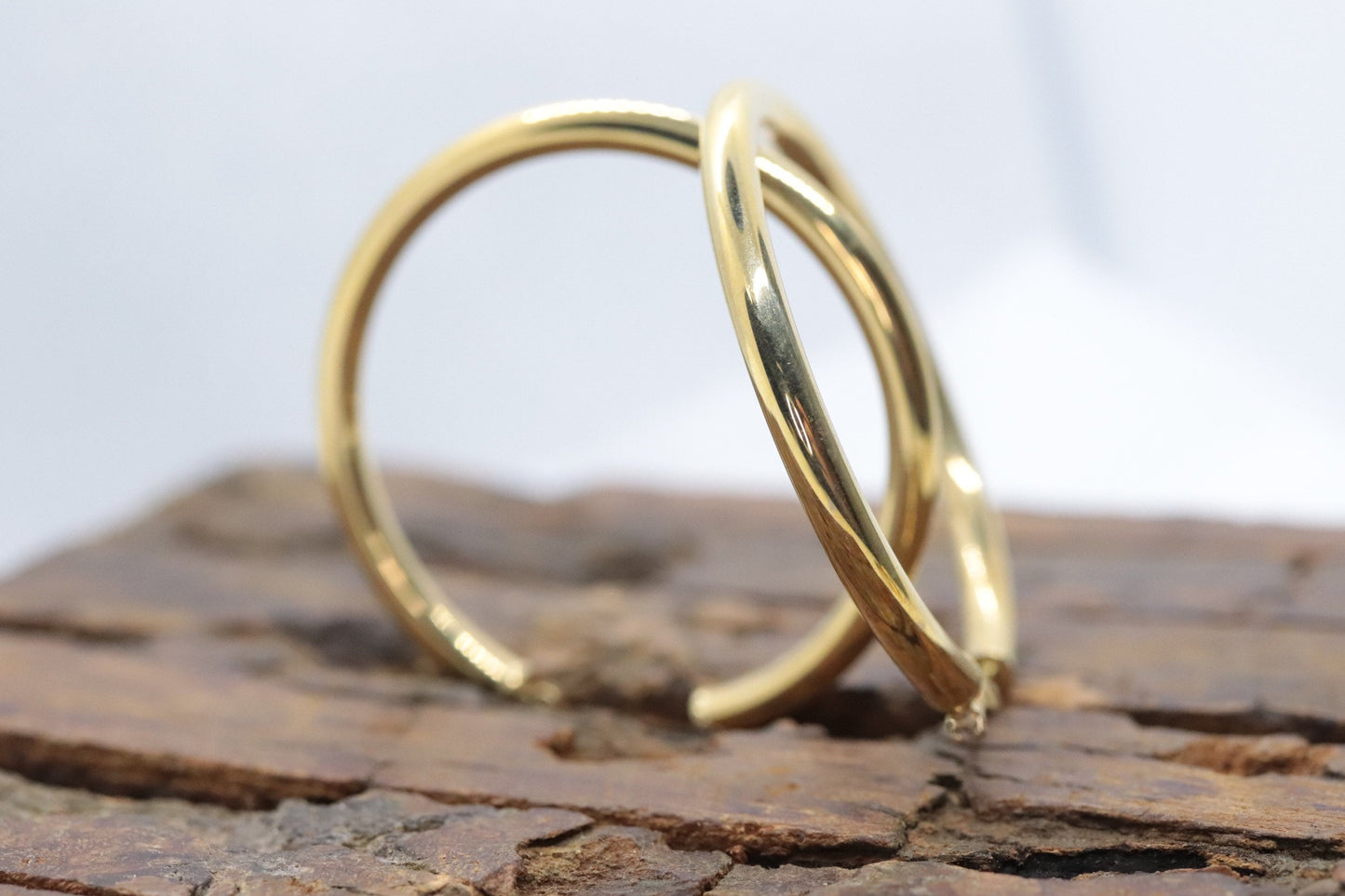 14k Gold Puffed Hollow HOOP Earrings. Large HOOP earrings by JCM Jacmel. Wide Hoops. st54/63