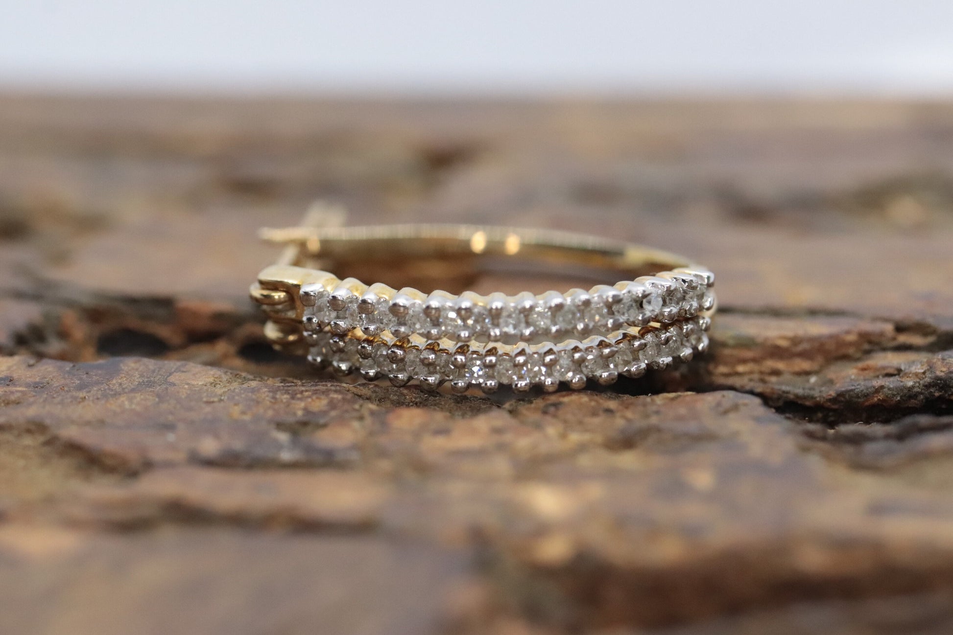 10k Diamond Hoop Earrings. Diamond prong set diamond HOOP Earrings. Est 0.36ctw of diamonds st(115/11)