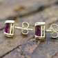 14k Tourmaline Stud Earrings. Rubellite Pink Tourmaline Trillion Cut Stud Prong earrings. st(30/66)