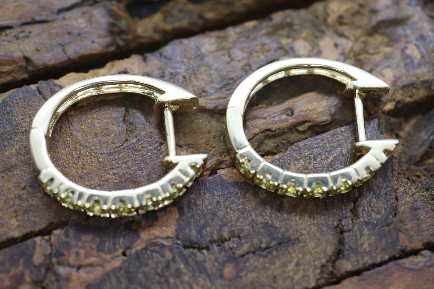 14k Canary Fancy Yellow Diamond Hoop Huggie Earrings. Diamond set Huggies Earrings. Est 0.84ctw of diamonds st126/50