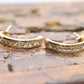 14k Gold Half HOOP Diamond Earrings. 14k Polish Gloss Channel Set Diamonds earrings. 0.45ctw diamonds. st103/50