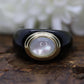 14k Carved Onyx and MOP Ring. Solid Onyx shank with Mother of Pearl. st(13/41)