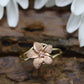 14k Flower Plumeria Diamond ring. Plumeria Ring 14k Rose Gold / Yellow Gold. Satin Textured. st48/87
