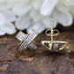 14k gold Diamond cross X stud earrings. Criss X diamond ring. st(92/11)