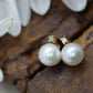 14k Pearl and Diamond stud earrings. Elegant and Dainty Pearl diamond studs. st(28/75)