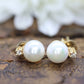 14k Pearl and Diamond stud earrings. Elegant and Dainty Pearl diamond studs. st(28/75)